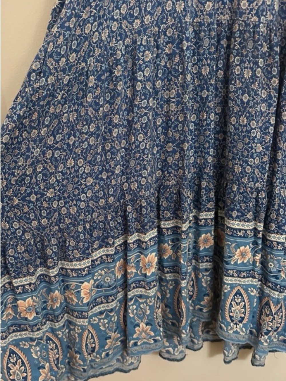 NATURAL LIFE Navy Floral Tiered Maxi Dress with Border Detail - Picture 5 of 5